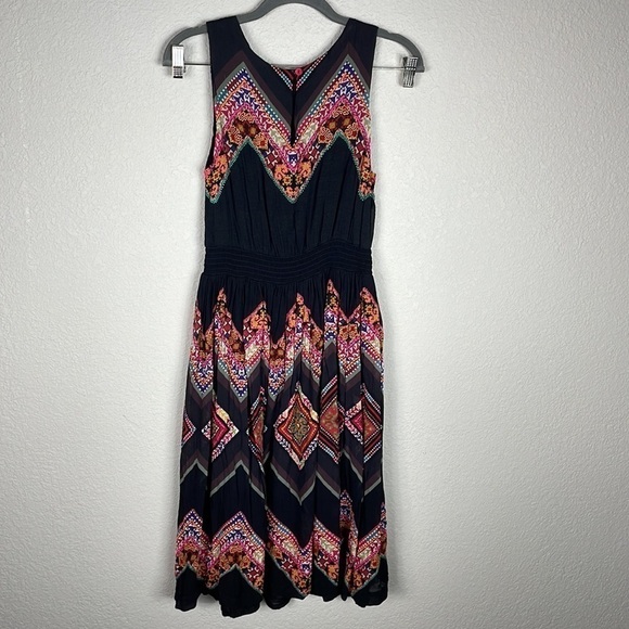 Tanvi Kedia Anthropologie Patchwork Embroidered Chevron Midi Boho Dress - Picture 7 of 16